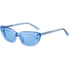 image:imageDUCO Small Cat Eye Sunglasses for Women Retro Narrow Polarized Sun Glasses Mylove Designer Rectangle Frame UV400 Lens DC1104Transparent Blue Frame Blue Lens