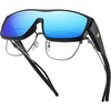 image:imageDUCO Sports Polarized Fit Over Sunglasses for Men Women Wrap Around Wear Over Glasses for Cycling FishingB Black Frame Revo Blue Lens