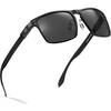 image:imageDUCO Sunglasses men Polarized Retro Square Sunglasses for men UV Protection Sports Sun Glasses for Golfing Running 8208Black Frame Grey Lens