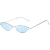image:imageDUCO Vintage Oval Sunglasses for Women Small Triangle Polarized Sun Glasses Metal Frame and UV Protection W019Silver Frame Blue Lens