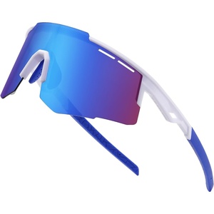 image:imageDUCO Baseball Sunglasses for Men Women Sports Style Polarized Lens UV Protection DC0030White Frame Revo Blue