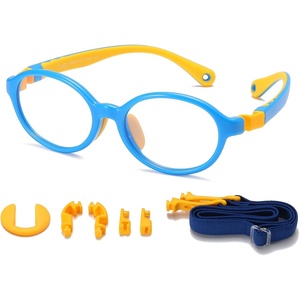 image:imageDUCO Blue Light Blocking Glasses for Kids Boys Girls Gaming Computer Glasses for Kids Age 510 K026Blue Frame Yellow Temple