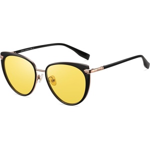 image:imageDUCO Cat Eye Polarized Night Vision Glasses for Women Yellow Tinted Glasses for Night Driving 1222YBlack Frame Night Vision Lens