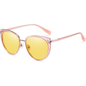 image:imageDUCO Cat Eye Polarized Night Vision Glasses for Women Yellow Tinted Glasses for Night Driving 1222YTransparent Pink Frame Night Vision Lens