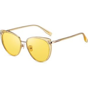 image:imageDUCO Cat Eye Polarized Night Vision Glasses for Women Yellow Tinted Glasses for Night Driving 1222YTransparent Yellow Frame Night Vision Lens