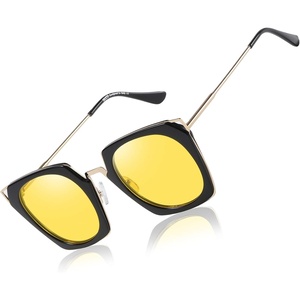 image:imageDUCO Classic Vintage Cateye Polarized Night Driving Glasses Anti Glare Headlight Night Vision Glasses For Women W001Black