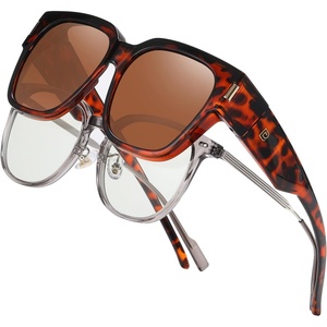 image:imageDUCO Fit Over Sunglasses Wraparound Sunglasses Polarized Over Glasses Sunglasses For Men Women UV Protection DC8970Tortoise Frame Brown Lens