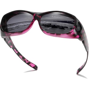 image:imageDUCO Fit Over Sunglasses Wraparound Sunglasses for Men Women Polarized Wear Over Sun Glasses UV Protection DC8965Purple Tortoiseshell Frame Grey Lens