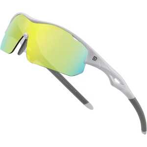image:imageDUCO Kids Baseball Sunglasses Age 410 Girls Boys Polarized Glasses DK261  Unbreakable Sports Sunglasses UV400 Protection Flexible Frame Incl Case amp StrapWhite Frame Grey Temple Revo Yellow Lens