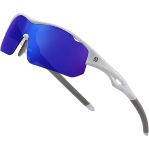 image:imageDUCO Kids Baseball Sunglasses Age 410 Girls Boys Polarized Glasses DK261  Unbreakable Sports Sunglasses UV400 Protection Flexible Frame Incl Case amp StrapWhite Frame Grey Temple Revo Blue Lens