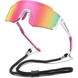 image:imageDUCO Kids Baseball Sunglasses for Boys Girls Age 616 Polarized  UV400 Protection Youth Cycling Goggles for Boys Girls Unbreakable Flexible Frame with Case amp Carry Case27 White Frame Revo Pink Lens