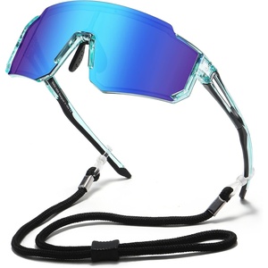image:imageDUCO Kids Baseball Sunglasses for Boys Girls Age 616 Polarized  UV400 Protection Youth Cycling Goggles for Boys Girls Unbreakable Flexible Frame with Case amp Carry Case07 Clear Blue Frame Revo Blue Lens