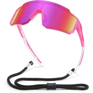 image:imageDUCO Kids Baseball Sunglasses for Boys Girls Age 616 Polarized  UV400 Protection Youth Cycling Goggles for Boys Girls Unbreakable Flexible Frame with Case amp Carry Case14 Pink Frame Revo Colorful Lens