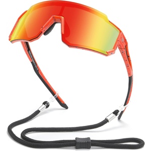 image:imageDUCO Kids Baseball Sunglasses for Boys Girls Age 616 Polarized  UV400 Protection Youth Cycling Goggles for Boys Girls Unbreakable Flexible Frame with Case amp Carry Case15 Orange Frame Revo Orange Lens