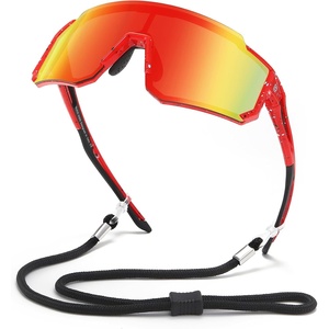 image:imageDUCO Kids Baseball Sunglasses for Boys Girls Age 616 Polarized  UV400 Protection Youth Cycling Goggles for Boys Girls Unbreakable Flexible Frame with Case amp Carry Case16 Red Frame Revo Orange Lens