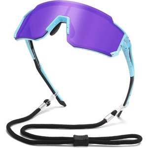 image:imageDUCO Kids Baseball Sunglasses for Boys Girls Age 616 Polarized  UV400 Protection Youth Cycling Goggles for Boys Girls Unbreakable Flexible Frame with Case amp Carry Case13 Light Blue Frame Revo Purple Lens
