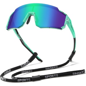 image:imageDUCO Kids Baseball Sunglasses for Boys Girls Age 616 Polarized  UV400 Protection Youth Cycling Goggles for Boys Girls Unbreakable Flexible Frame with Case amp Carry Case22 Green Frame Revo Green Lens
