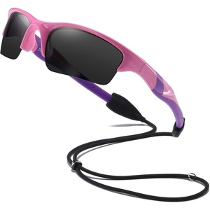 image:imageDUCO Little Kids Sunglasses Age 47 Unbreakable Polarized Cycling Glasses with Case amp Strap K014Pink Frame Purple Temple