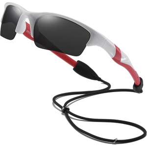 image:imageDUCO Little Kids Sunglasses Age 47 Unbreakable Polarized Cycling Glasses with Case amp Strap K014White Frame Red Temple