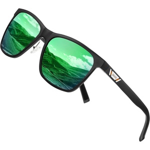 image:imageDUCO Mens Sunglasses Polarized UV Protection Retro Rectangular Frame Sun Glasses for Driving Fishing 100 UV Blocking 3029HBlack Frame Revo Green Lens