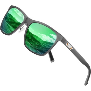 image:imageDUCO Mens Sunglasses Polarized UV Protection Retro Rectangular Frame Sun Glasses for Driving Fishing 100 UV Blocking 3029HGunmetal Frame Revo Green Lens