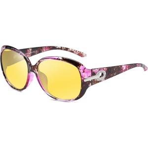 image:imageDUCO Night Driving Glasses Antiglare Eyewear Classic Polarized HD Night Vision Glasses For Women A02Purple Tortoise Frame Night Vision Lens