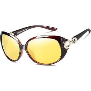image:imageDUCO Night Driving Glasses Antiglare Eyewear Classic Polarized HD Night Vision Glasses For Women B02Brown Frame Night Vision