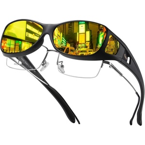 image:imageDUCO Night Driving Glasses Night Vision Glasses Fit Over Glasses for Men Women Polarized AntiGlare Pro Yellow Lens 8953YA02m Size Matte Black Frame Night Vision Lens