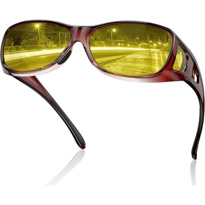 image:imageDUCO Night Driving Glasses Night Vision Glasses Fit Over Glasses for Men Women Polarized AntiGlare Pro Yellow Lens 8953YA04m Size Wine Red Frame Night Vision Lens