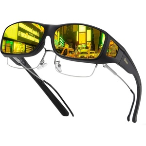 image:imageDUCO Night Driving Glasses Night Vision Glasses Fit Over Glasses for Men Women Polarized AntiGlare Pro Yellow Lens 8953YB02l Size Matte Black Frame Night Vision Lens