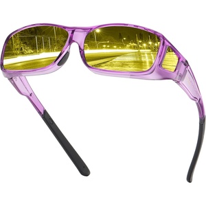 image:imageDUCO Night Driving Glasses Night Vision Glasses Fit Over Glasses for Men Women Polarized AntiGlare Pro Yellow Lens 8953YB05l Size Shine Purple Frame Night Vision Lens