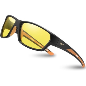 image:imageDUCO Night Driving Glasses for Men Women Antiglare HD Polarized Yellow Tinted Sunglasses UV400 Protection DC6201YBlack Frame Orange Temple Night Vision Lens