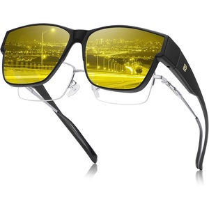 image:imageDUCO Night Vision Driving Glasses Fit Over Glasses for Men and Women Anti Glare Polarized Yellow Nighttime Lens D02Matte Black Frame Night Vision Lens