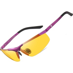 image:imageDUCO Night Vision Driving Glasses for Men Anti Glare Polarized HD Lens Fashion Nighttime Running Fishing Glasses DC8125Purple Frame Night Vision Lens
