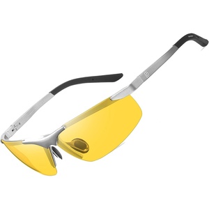 image:imageDUCO Night Vision Driving Glasses for Men Anti Glare Polarized HD Lens Fashion Nighttime Running Fishing Glasses DC8125Silver Frame Night Vision Lens