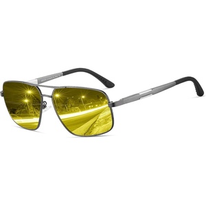 image:imageDUCO Night Vision Glasses For Men Night Time Driving Glasses For Men Anti Glare Black Square 9018Y Gun Frame Night Vision Lens