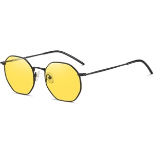 image:imageDUCO Night Vision Glasses for Men Women Chic Metal Polygon Frame AntiGlare UV400 Protection Yellow Polarized Lens 309YMatte Black Frame Night Vision Lens