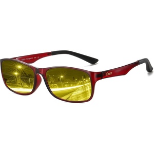 image:imageDUCO Night Vision Glasses for Men and Women Anti Glare Night Driving Glasses Polarized UV400 Protection Yellow Glasses 223 Transparent Wine Red Frame Night Vision Lens