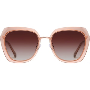 image:imageDUCO Oversized Square Polarized Sunglasses for Women Diamond Trim Style UV Protection Designer Sun Glasses DC1225Transparent Brown