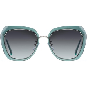 image:imageDUCO Oversized Square Polarized Sunglasses for Women Diamond Trim Style UV Protection Designer Sun Glasses DC1225Transparent Green