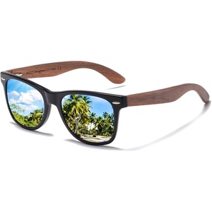 image:imageDUCO Polarized Driving Handmade Walnut Wooden 100 UV 400 Protection Sunglasses for Men 2141Blue Lens Walnut Temple
