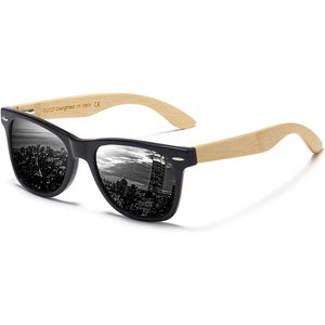 image:imageDUCO Polarized Driving Handmade Walnut Wooden 100 UV 400 Protection Sunglasses for Men 2141Grey Lens Bamboo Temple