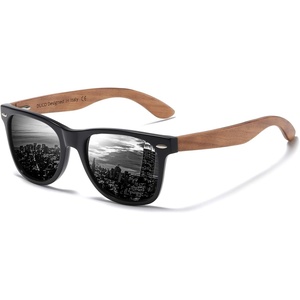 image:imageDUCO Polarized Driving Handmade Walnut Wooden 100 UV 400 Protection Sunglasses for Men 2141Grey Lens Walnut Temple