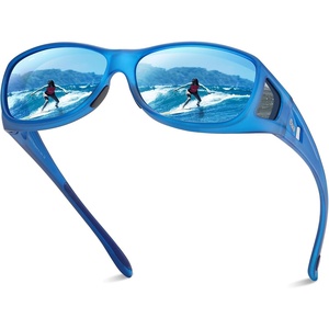 image:imageDUCO Polarized Fitover Sunglasses UV400 Protection amp HD for Unisex 8953M Transparent Blue Frame Revo Blue Lens