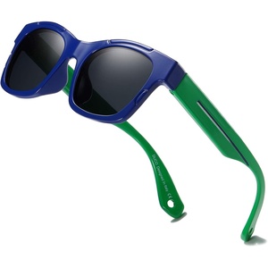image:imageDUCO Polarized Kids Sunglasses Boys Cute Unbreakable Sunglasses for Kids UV400 Protection Age 510 K019Blue Frame Green Temple