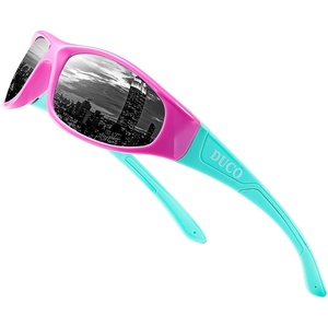 image:imageDUCO Polarized Kids Sunglasses with Strap 410 Age  22g K001  UV400 Protection Sports Glasses for Boys Girls Impactresistant Running Shades for Cycling SoftballK001pink Grey for Age 610