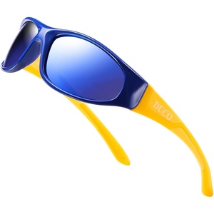 image:imageDUCO Polarized Kids Sunglasses with Strap 410 Age  22g K001  UV400 Protection Sports Glasses for Boys Girls Impactresistant Running Shades for Cycling SoftballK001revo Blue for Age 610