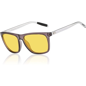 image:imageDUCO Polarized Night Vision Glasses for Men and Women Yellow Safety Driving Glasses with UV Protection and Anti GlareA02transparent Grey Frame Night Vision Lens