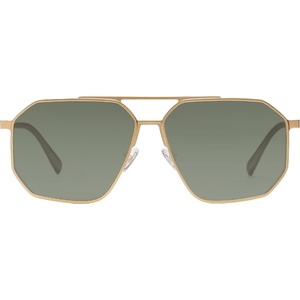 image:imageDUCO Polarized Sunglasses Men Women Retro Classic Square Sun Glasses Oversized Vintage Metal Frame Trendy Shades DC3032Gold Frame Green Lens