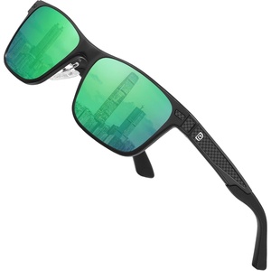 image:imageDUCO Polarized Sunglasses for Men Lightweight Carbon Fiber UV400 Protection Square Sun Glasses 8207Black Frame Revo Green Lens